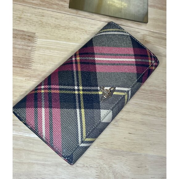 Vivienne Westwood Tartan Check Wallet With Gold Orb Logo - Picture 11 of 15
